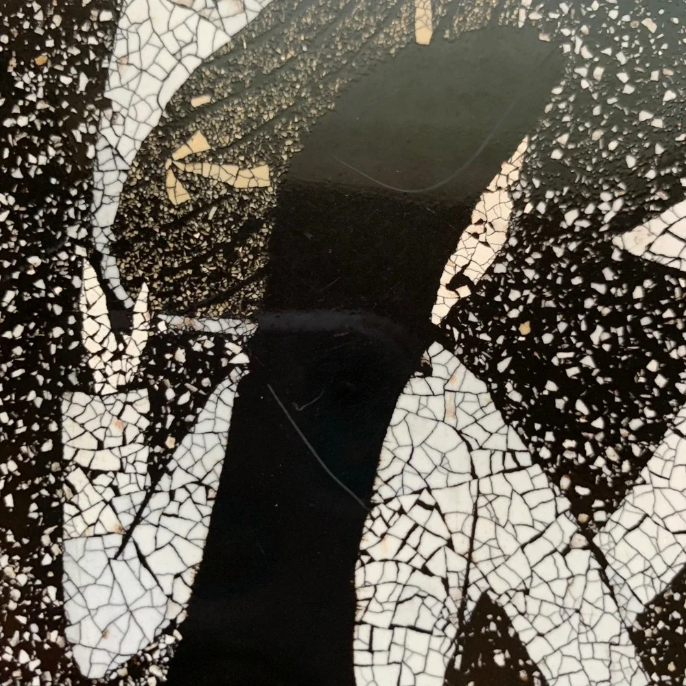 Vietnamese Lacquer Art 8x12 Eggshell Inlay Ao Dai Women Black White Minimalist